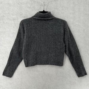 Q&A Sweater Womens Juniors MED Mock Neck Gray Lambswool‎ Angora Rabbit Hair